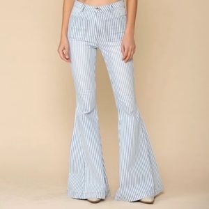 Blank Paige Stripe Bell Bottoms, Medium